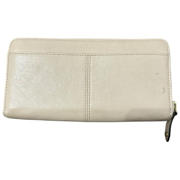 Coach Vintage Cream Ivory Leather Gold Logo Hardware Ashley Zip Around Wallet - Picture 2 of 8